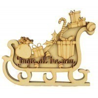 Laser Cut 3D Sleigh Shape Sign - 'Jingle all the way'
